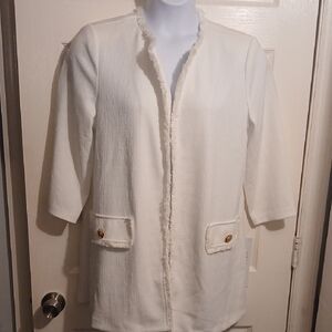 White Knit Mid-length Jacket. Sz. XL